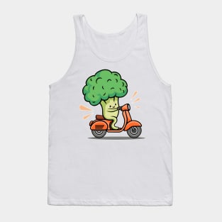 Scoot Your Way to Fun: Groovy Broccoli in Green and Orange Tank Top